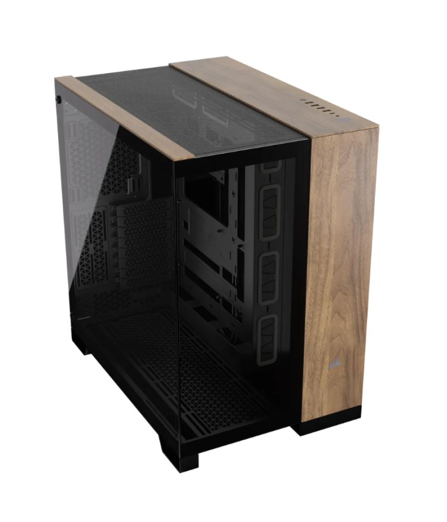 Caja semitorre atx 6500x tg black/walnut wood corsair