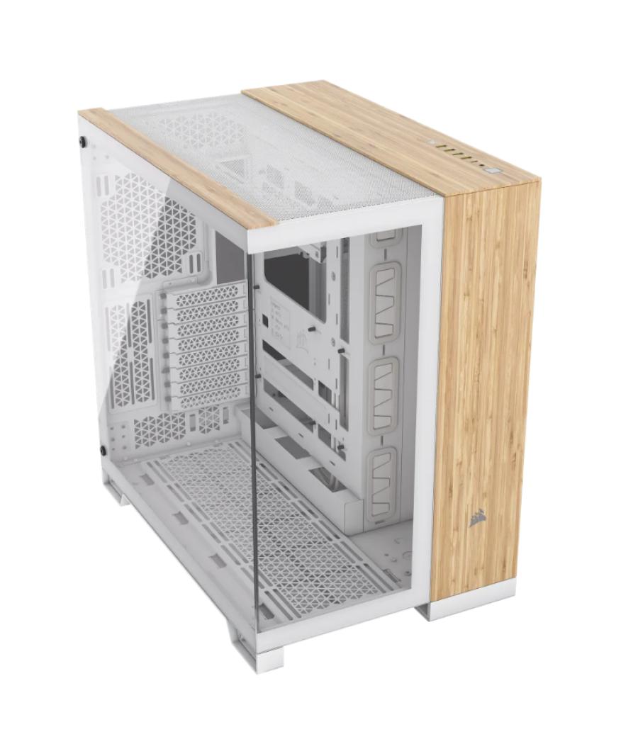 Caja semitorre atx 6500x tg white/bamboo wood corsair