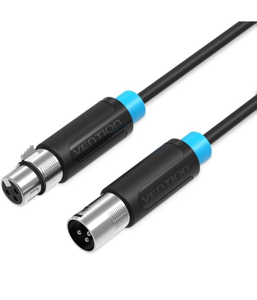 Cable audio estereo xlr/m xlr/h 2 m negro vention