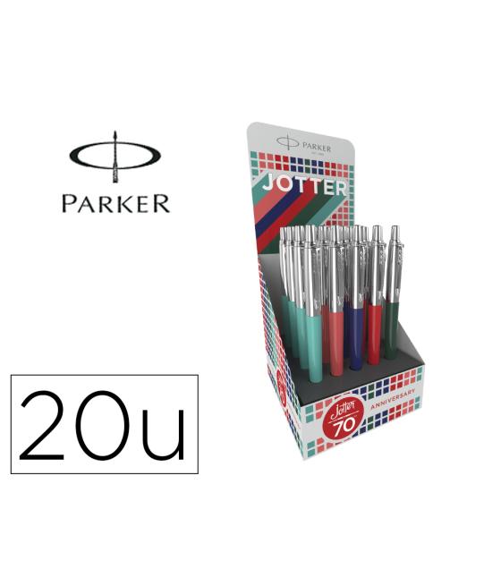 Bolígrafo parker jotter original 70 aniversario expositor de 20 unidades colores surtidos