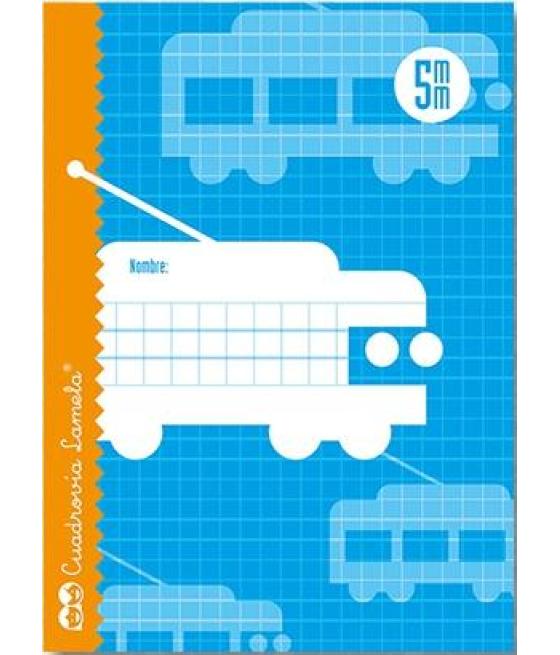 Lamela libreta grapada 16h 4º 70gr cuadrovía 5mm c/margen cubierta básica -paquete 25u-