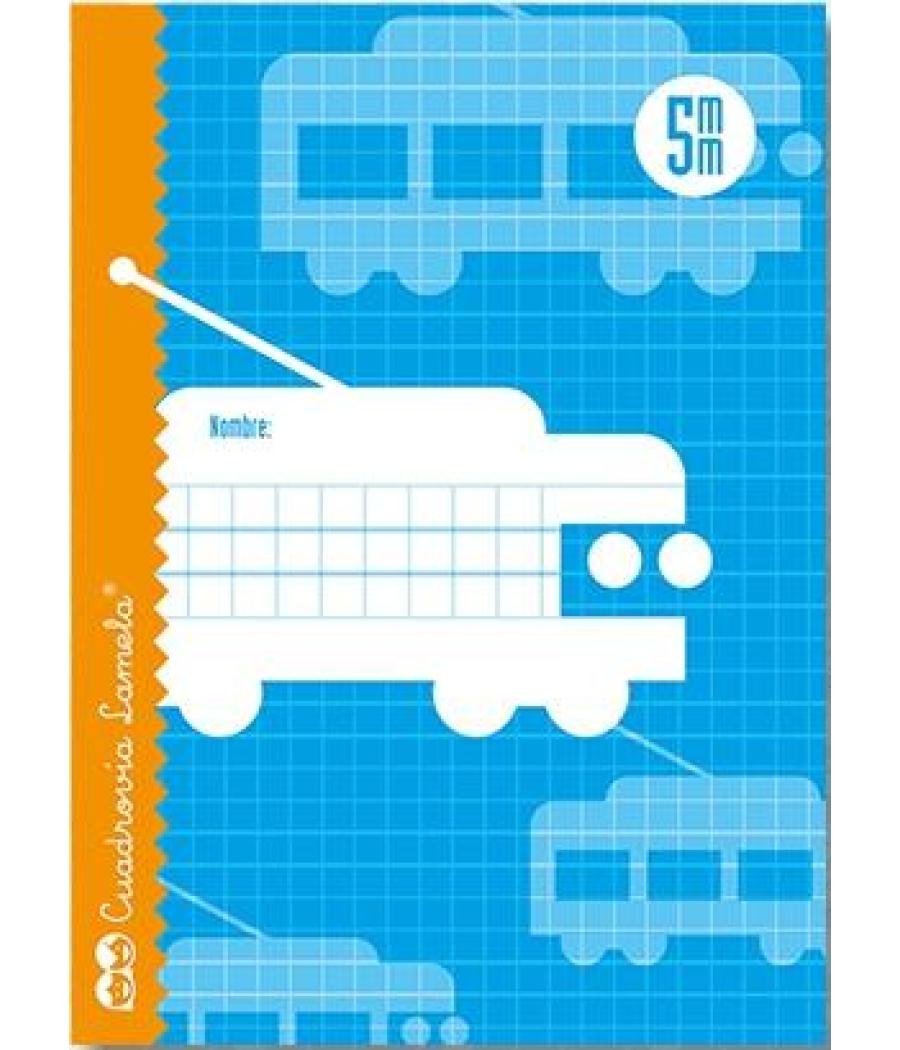 Lamela libreta grapada 16h 4º 70gr cuadrovía 5mm c/margen cubierta básica -paquete 25u-
