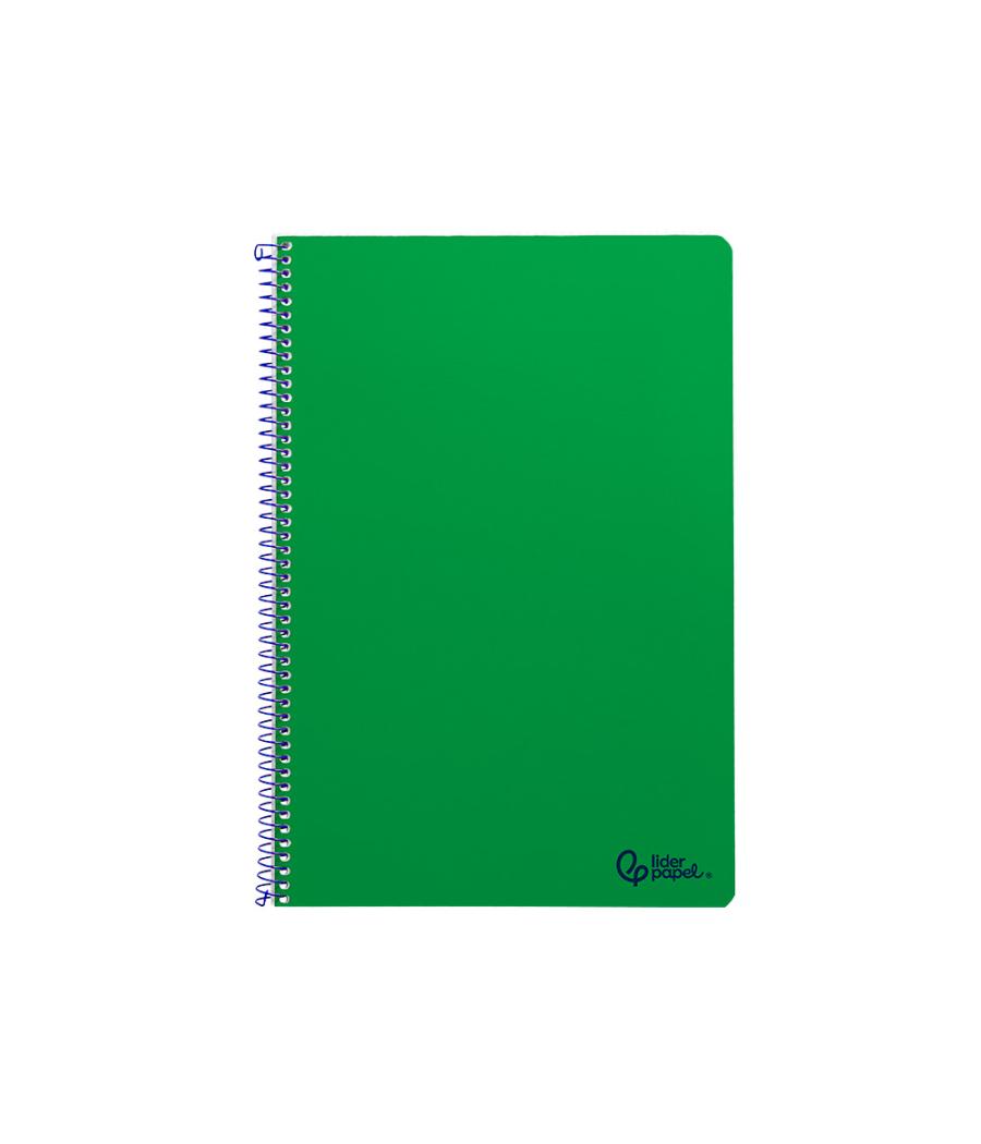 Cuaderno espiral liderpapel din a4 smart tapa blanda 80h 75gr cuadro 4mm con margen color verde