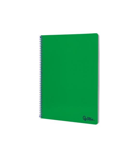 Cuaderno espiral liderpapel din a4 smart tapa blanda 80h 75gr cuadro 4mm con margen color verde