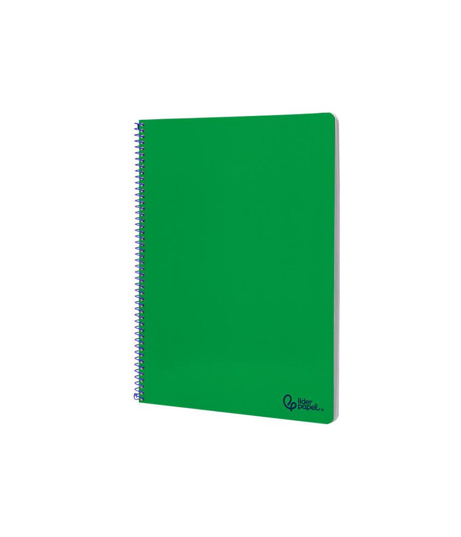 Cuaderno espiral liderpapel din a4 smart tapa blanda 80h 75gr cuadro 4mm con margen color verde