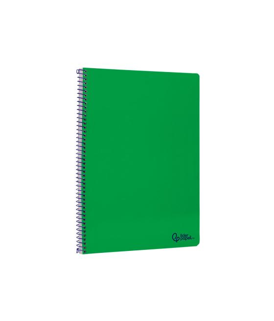 Cuaderno espiral liderpapel din a4 smart tapa blanda 80h 75gr cuadro 4mm con margen color verde