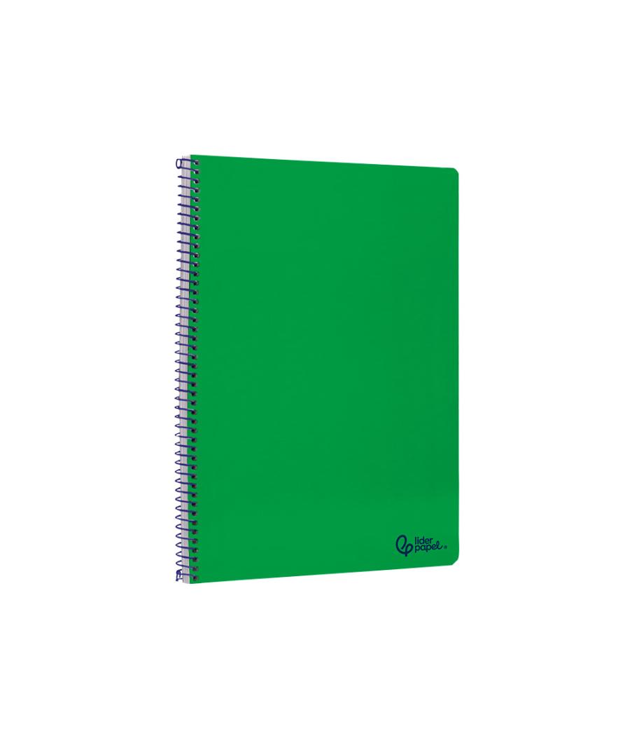 Cuaderno espiral liderpapel din a4 smart tapa blanda 80h 75gr cuadro 4mm con margen color verde