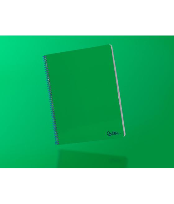 Cuaderno espiral liderpapel din a4 smart tapa blanda 80h 75gr cuadro 4mm con margen color verde