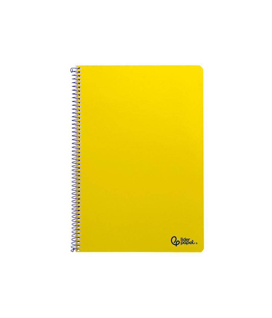 Cuaderno espiral liderpapel din a4 smart tapa blanda 80h 75gr cuadro 4mm con margen color amarillo