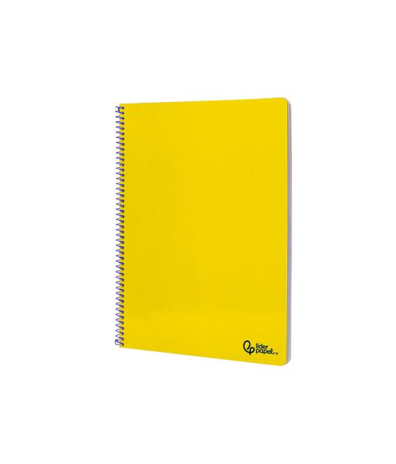 Cuaderno espiral liderpapel din a4 smart tapa blanda 80h 75gr cuadro 4mm con margen color amarillo