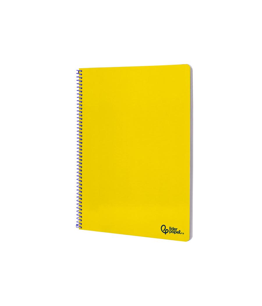 Cuaderno espiral liderpapel din a4 smart tapa blanda 80h 75gr cuadro 4mm con margen color amarillo