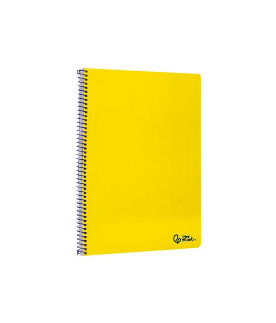 Cuaderno espiral liderpapel din a4 smart tapa blanda 80h 75gr cuadro 4mm con margen color amarillo