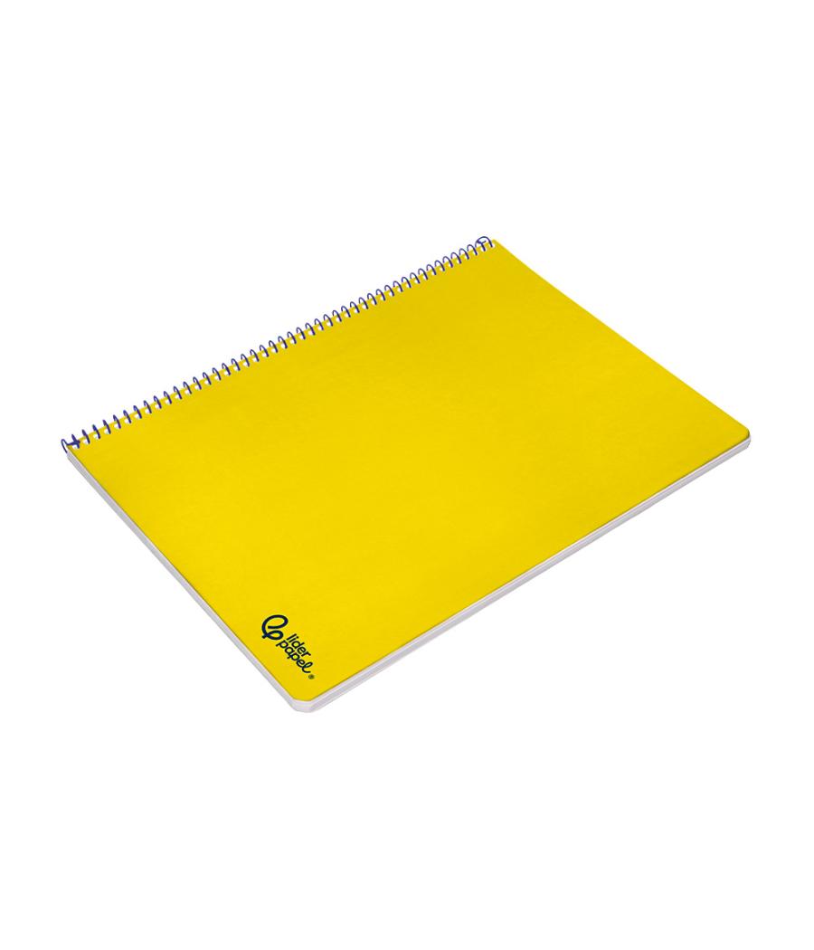 Cuaderno espiral liderpapel din a4 smart tapa blanda 80h 75gr cuadro 4mm con margen color amarillo