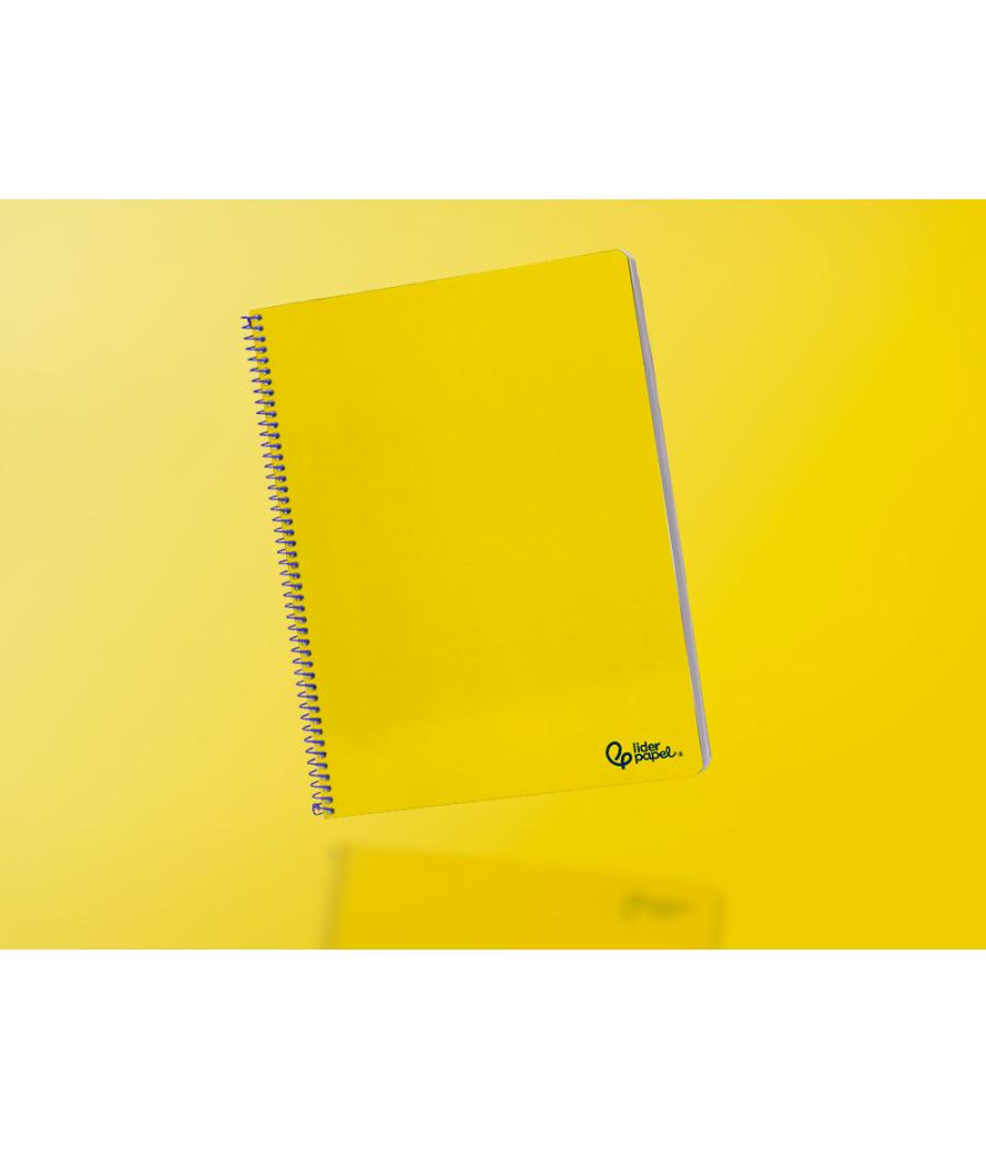 Cuaderno espiral liderpapel din a4 smart tapa blanda 80h 75gr cuadro 4mm con margen color amarillo