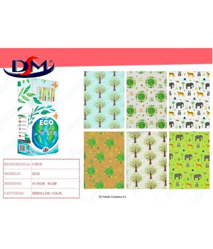 Dm papel regalo rollo 70cm x 2m eco