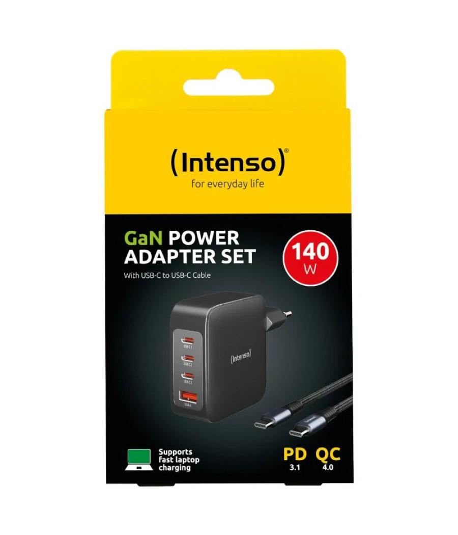 Intenso | kit cargador gan w140a3c + cable usb-c