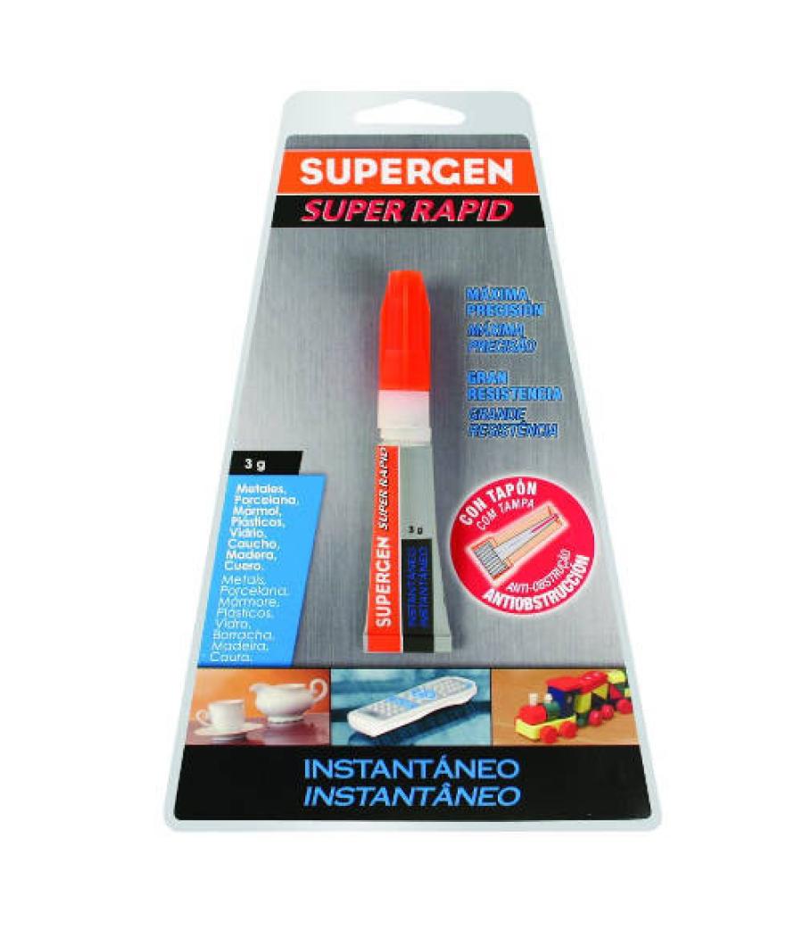 Adhesivo instantaneo superrapid transparente en tubo 3gr. supergen 62603-00000-00