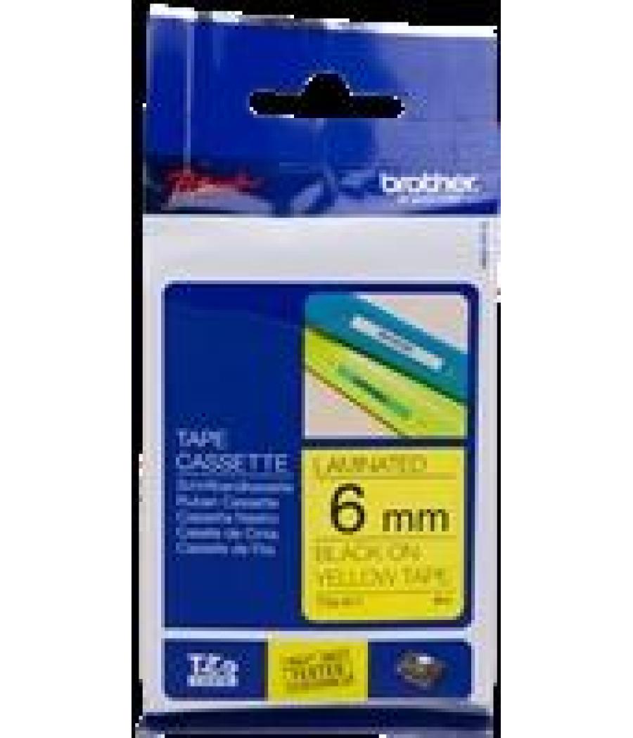 Brother cinta rotuladora laminada negro sobre amarillo 8mx6mm