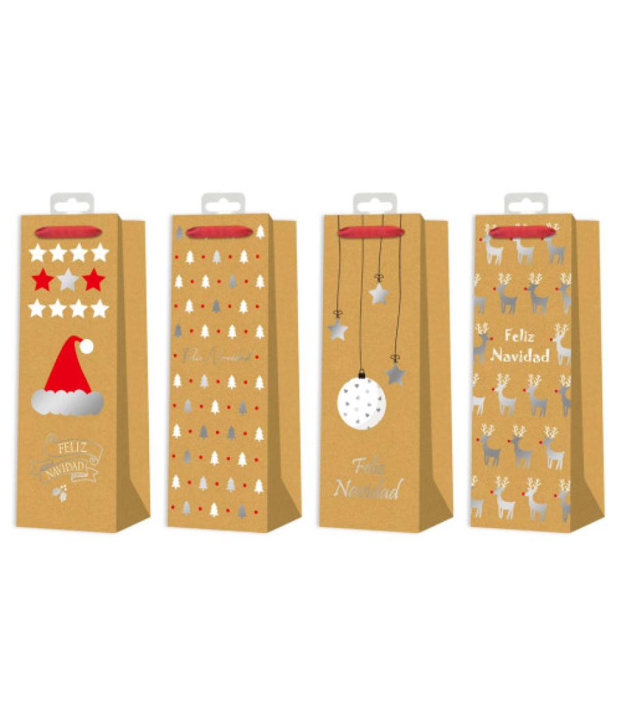 Bolsa botellas navidad kraft&foil bismark 332863