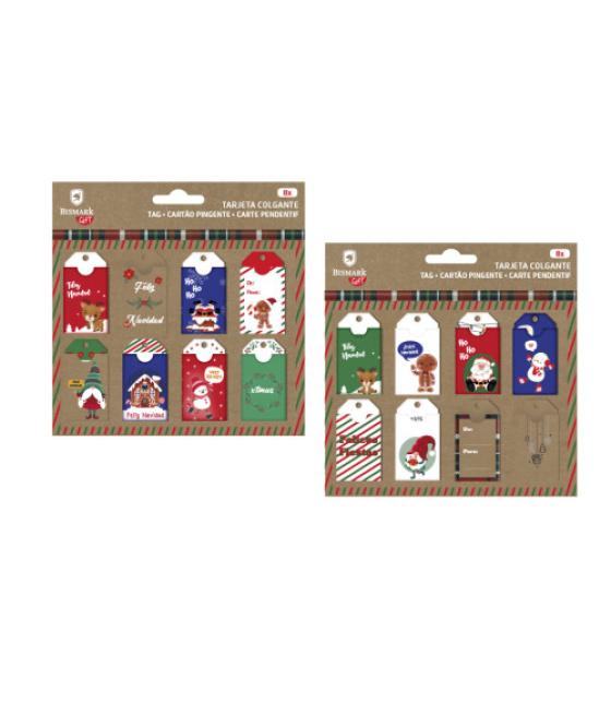 Set 8 tarjetas colgantes navidad bismark 332872