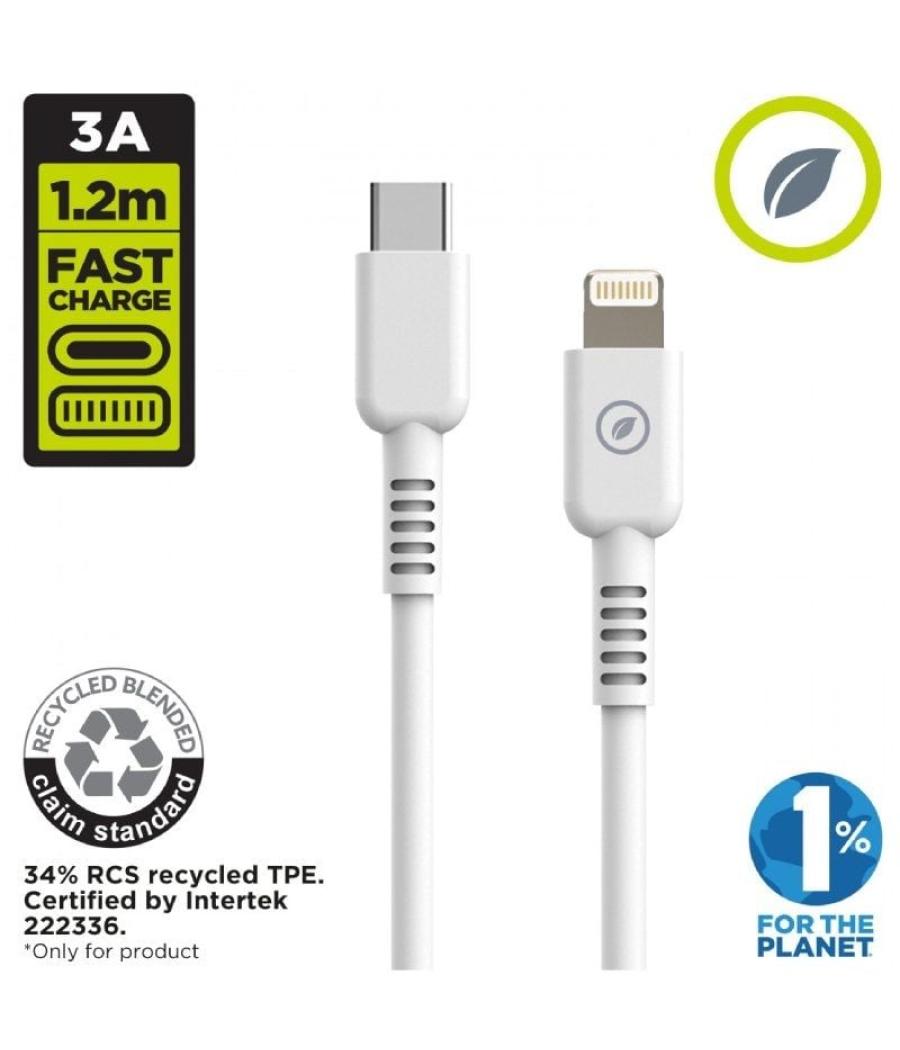 Cable usb 2.0 tipo-c lightning muvit for change mcusc0006/ usb tipo-c macho - lightning/ hasta 27w/ 1.2m/ blanco