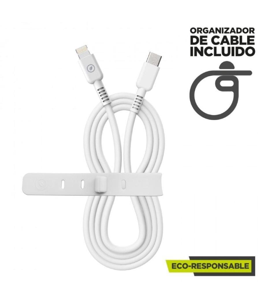 Cable usb 2.0 tipo-c lightning muvit for change mcusc0006/ usb tipo-c macho - lightning/ hasta 27w/ 1.2m/ blanco