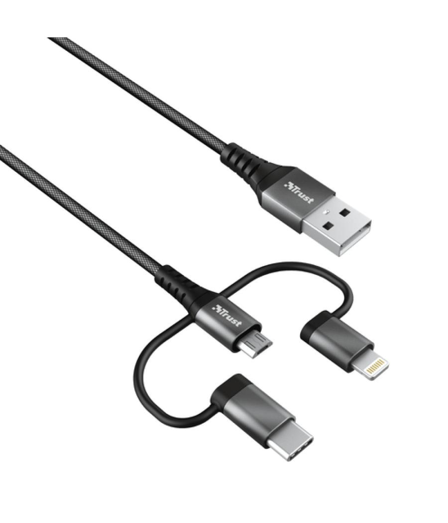 Trust 23572 cable USB 1 m USB 2.0 USB A USB C/Micro-USB B/Lightning Negro