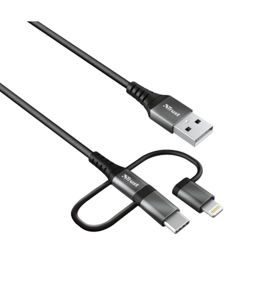 Trust 23572 cable USB 1 m USB 2.0 USB A USB C/Micro-USB B/Lightning Negro