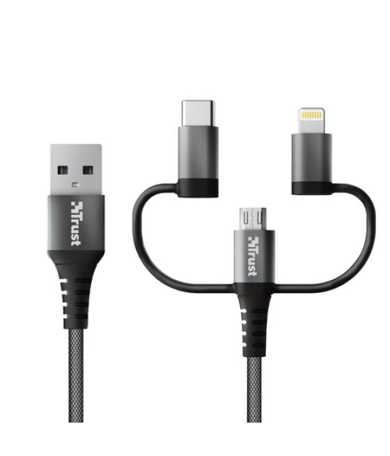 Trust 23572 cable USB 1 m USB 2.0 USB A USB C/Micro-USB B/Lightning Negro