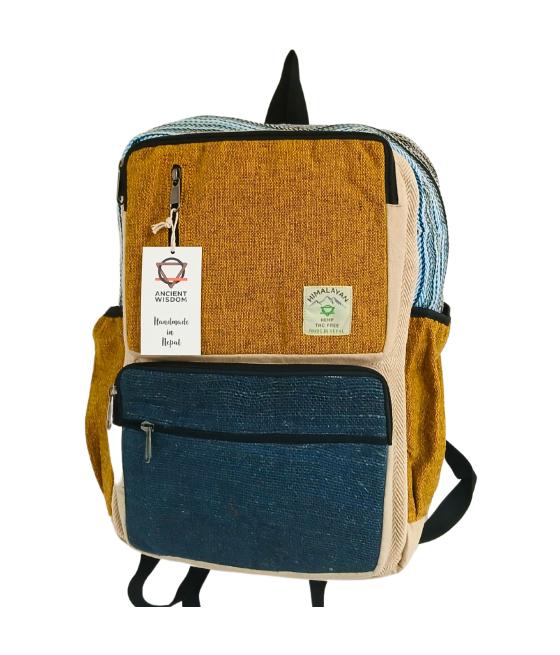 Mochila grande de cáñamo - Teal & Tumeric