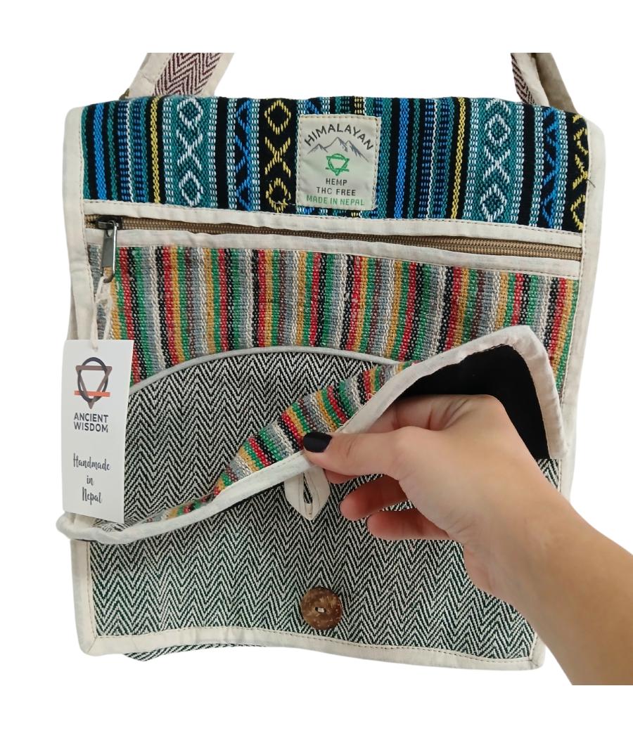 Bolso Mensajero de Cáñamo para Laptop - Curvas