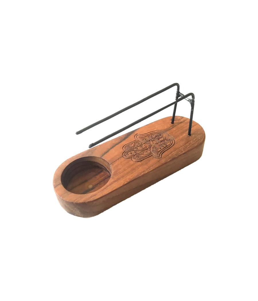 Calentador Palo Santo Pequeño - Madera de Teca - Diseño Hamsa