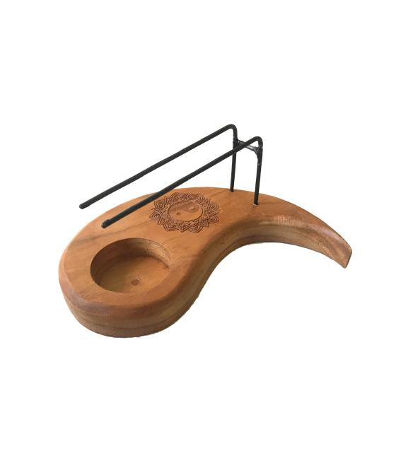 Calentador Palo Santo Lágrima - Madera de Teca - Diseño Yin y Yang