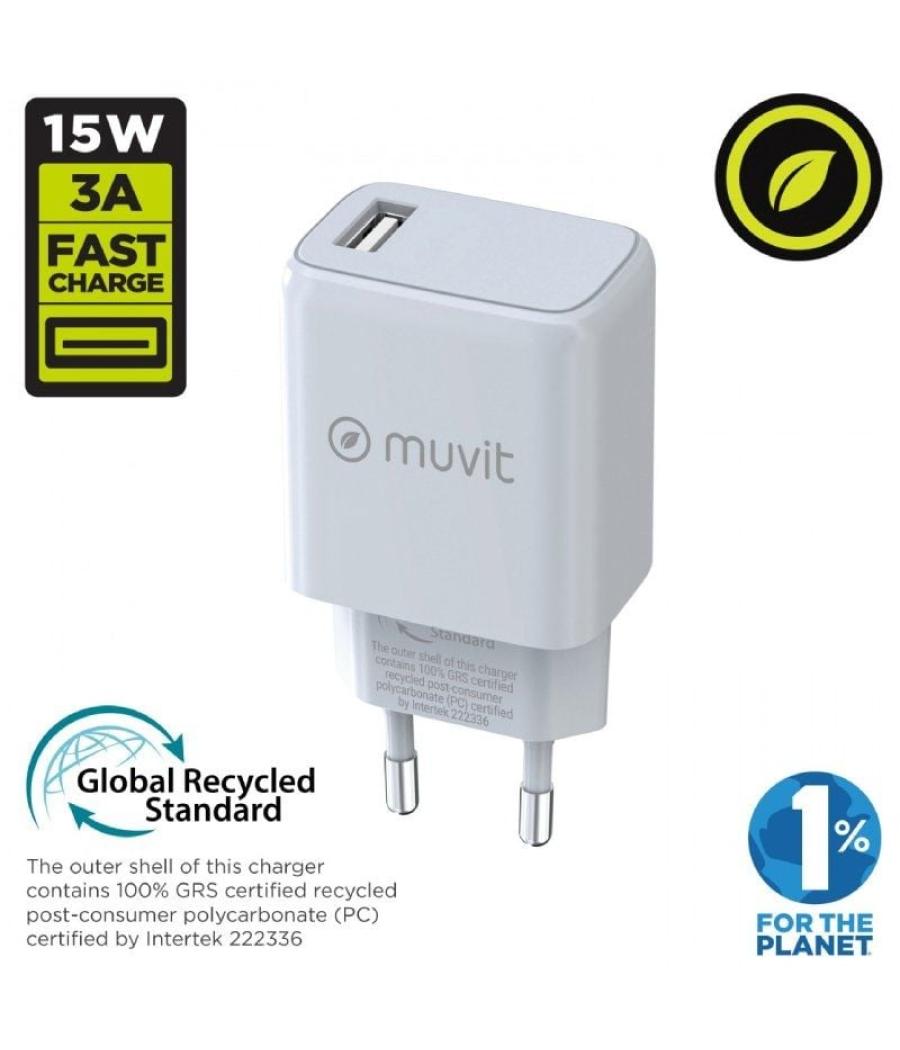 Cargador de pared muvit for change mcacc0002/ 1xusb/ 15w