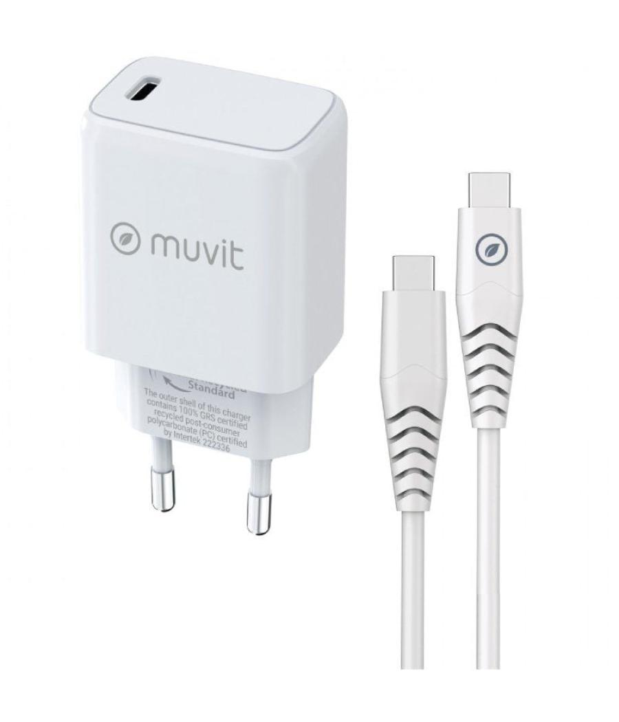 Cargador de pared muvit for change mcpak0044/ 1xusb tipo-c + cable usb tipo-c/ 20w