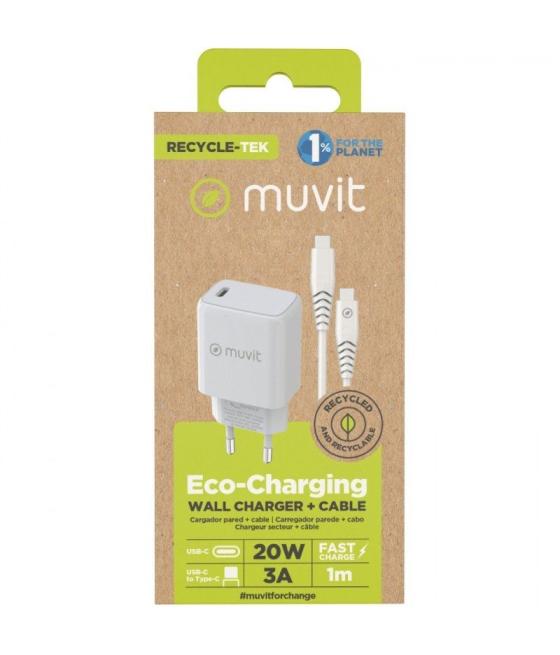 Cargador de pared muvit for change mcpak0044/ 1xusb tipo-c + cable usb tipo-c/ 20w