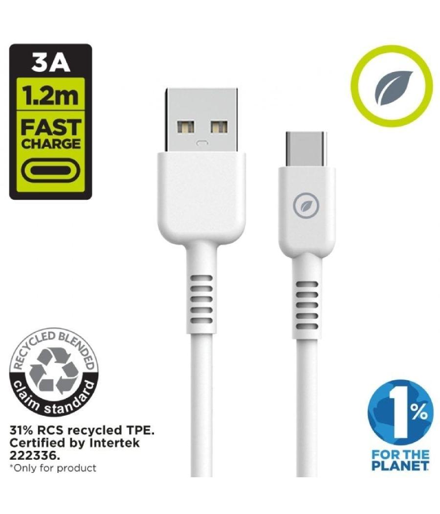 Cable usb 2.0 tipo-c muvit for change mcusc0003/ usb tipo-c macho - usb macho/ hasta 27w/ 1.2m/ blanco