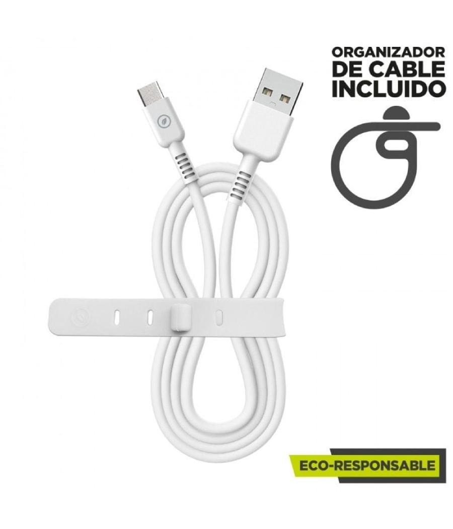 Cable usb 2.0 tipo-c muvit for change mcusc0003/ usb tipo-c macho - usb macho/ hasta 27w/ 1.2m/ blanco