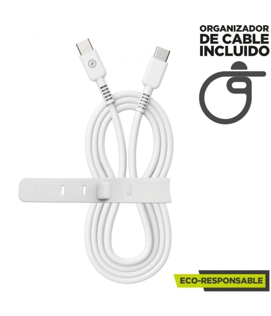 Cable usb 2.0 tipo-c muvit for change mcusc0008/ usb tipo-c macho - usb tipo-c/ hasta 60w/ 1.2m/ blanco