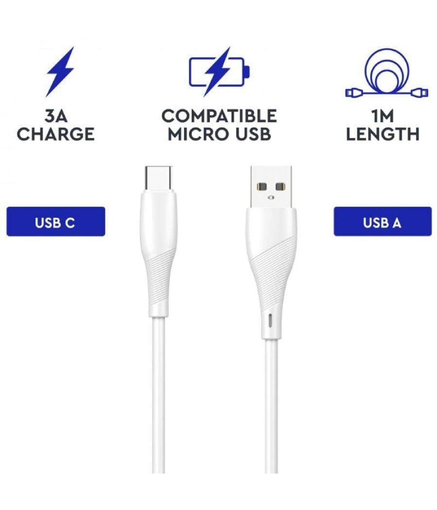 Cable usb 2.0 tipo-c myway mwusc0019/ usb macho - usb tipo-c macho/ 1m/ blanco