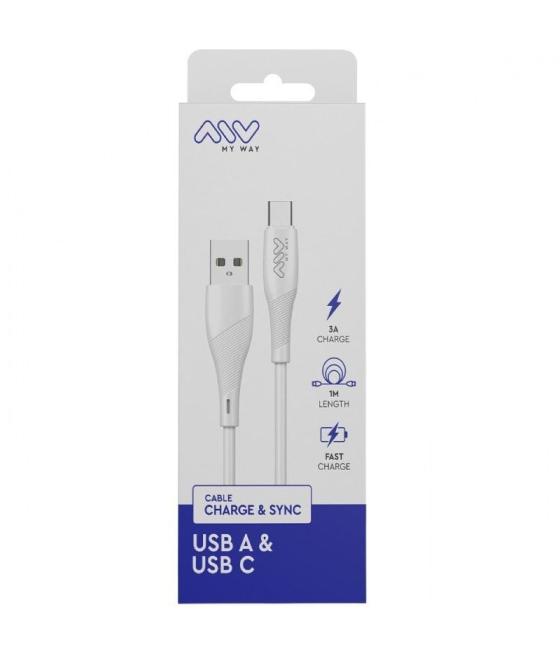 Cable usb 2.0 tipo-c myway mwusc0019/ usb macho - usb tipo-c macho/ 1m/ blanco