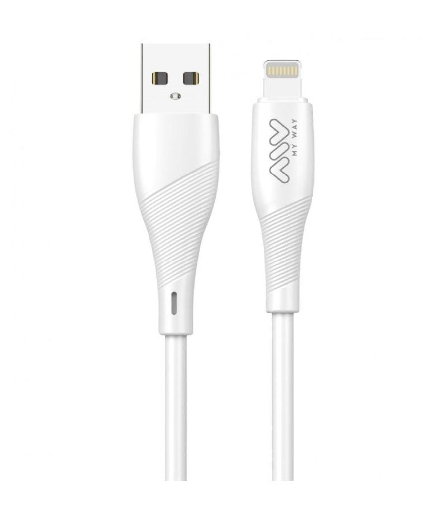 Cable usb 2.0 lightning myway mwusc0021/ usb macho - lightning macho/ 1m/ blanco