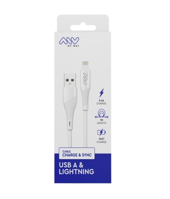 Cable usb 2.0 lightning myway mwusc0021/ usb macho - lightning macho/ 1m/ blanco