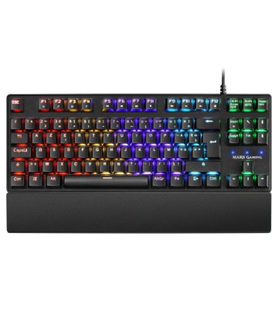 Teclado mecanico compacto tkl mars gaming mkxtkl frances switch azul outemu sq iluminacion rgb reposamuñecas extraible