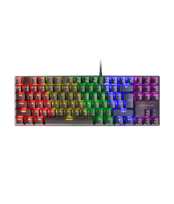 Teclado mecanico compacto tkl mars gaming mk80 italiano black iluminacion 12efectos switch marron rgb pr de 1000hz