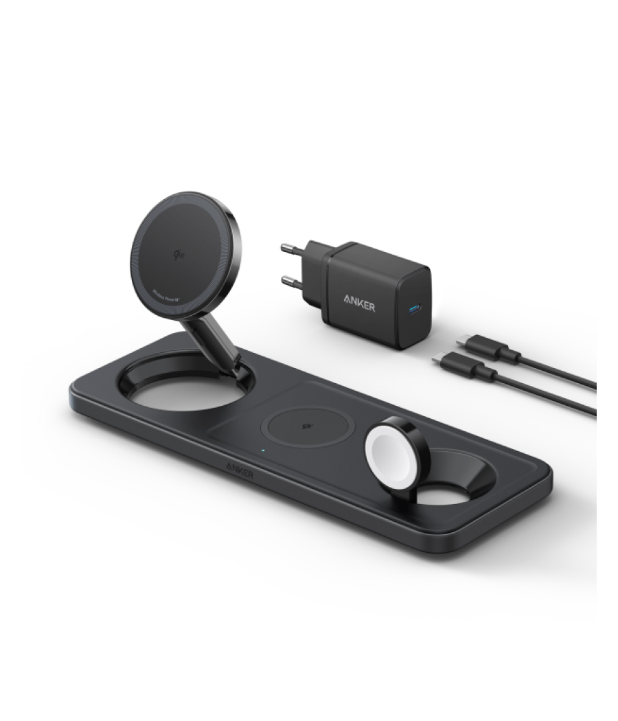 Cargador anker maggo magnetic wireless charger (15w 3-in-1 pad black)