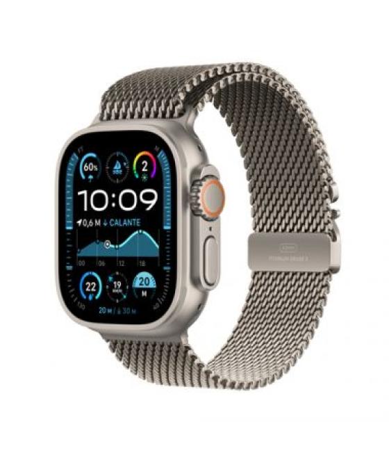 Apple watch ultra 2 gps + cellular 49mm natural titanium case with natural titanium milanese loop - l