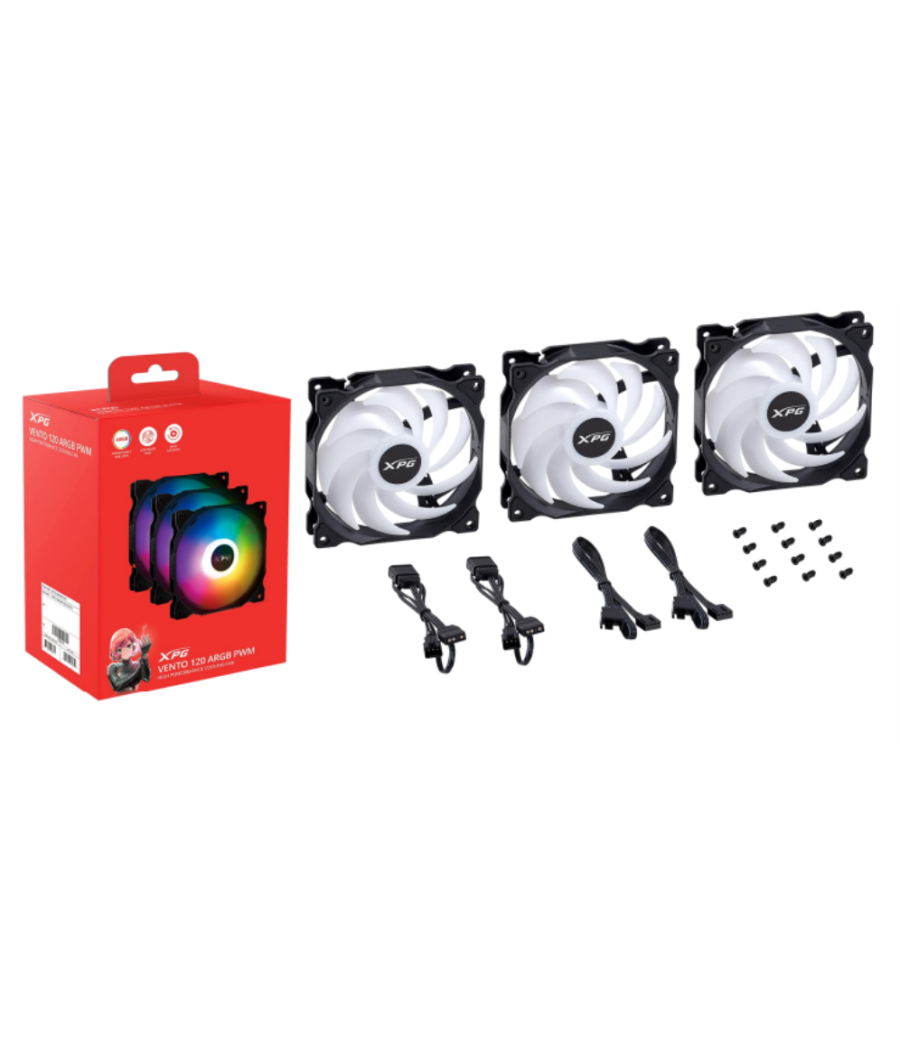 Ventilador caja xpg vento 120mm negro rgb x3