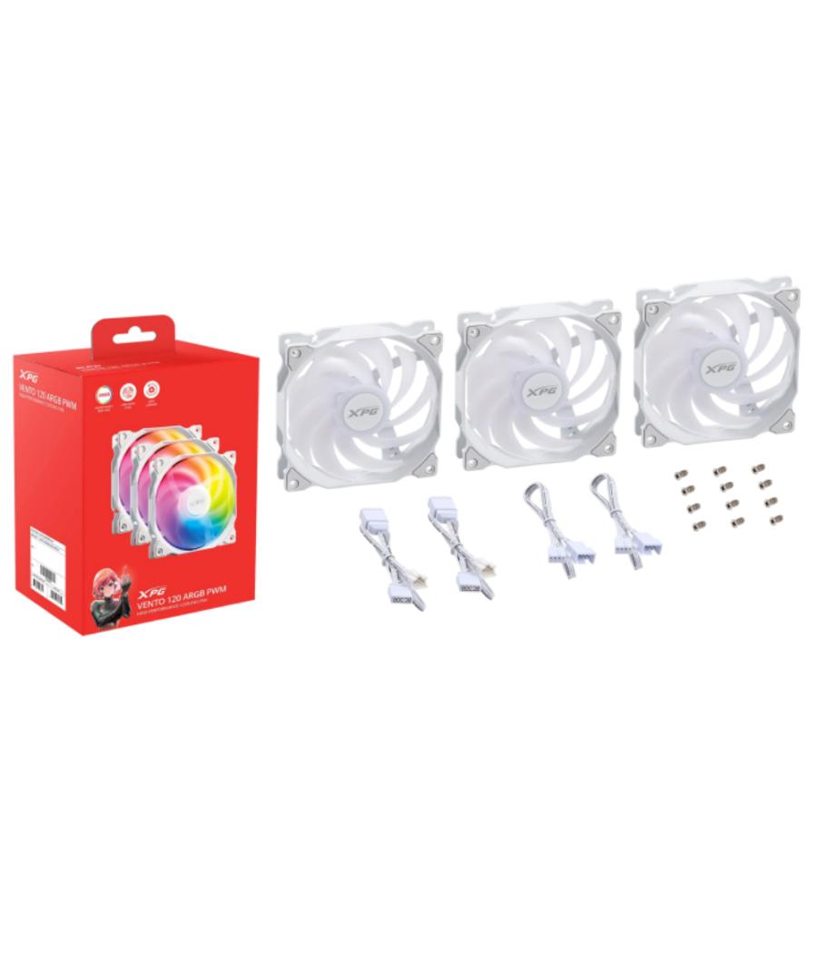 Ventilador caja xpg vento 120mm blanco rgb x3