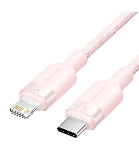 Cable usb tipo-c lightning vention lalph/ usb tipo-c macho - lightning macho/ 27w/ 480mbps/ 2m/ rosa